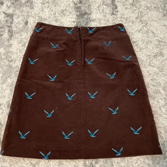 Lilly Pulitzer Corduroy Skirt Womens Size 2 Brown w/ Blue Birds Stretch … - Picture 6 of 6